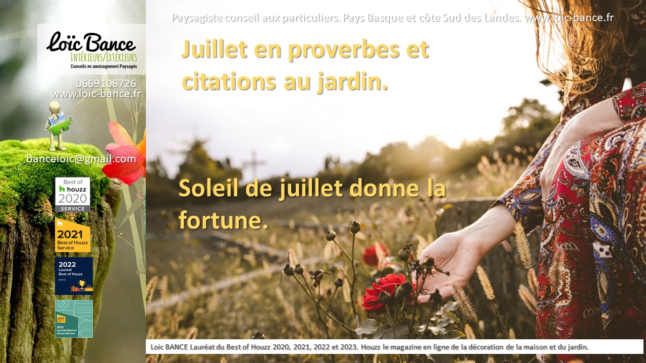 Paysagiste Guthary Juillet 2024 proverbes et citations au jardin