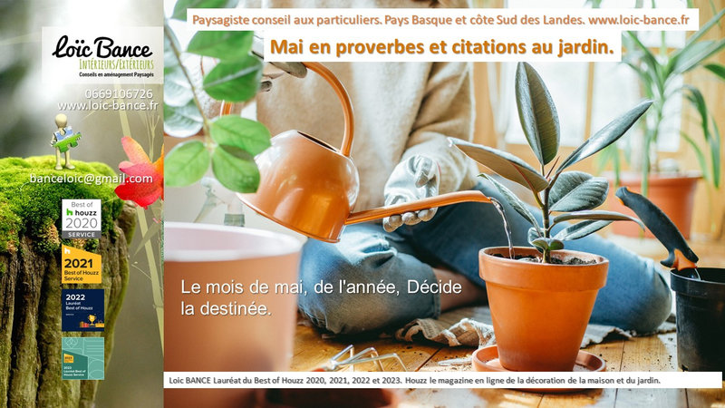 Gu�thary paysagiste. Mai en proverbes et citations au jardin.