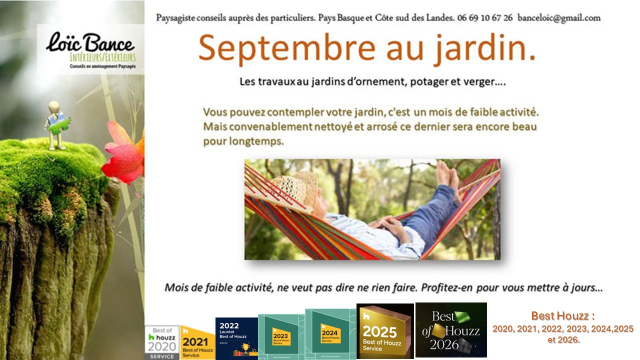 Gu�thary paysages Septembre au jardin. Les travaux de septembre au jardin d'ornement, potager et fruitier.